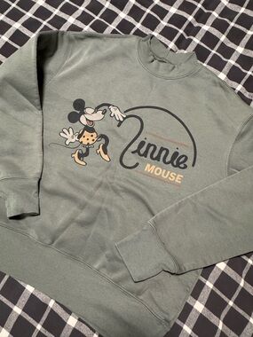 Disney Olive Green Minnie Mouse mock neck Sweatshirt